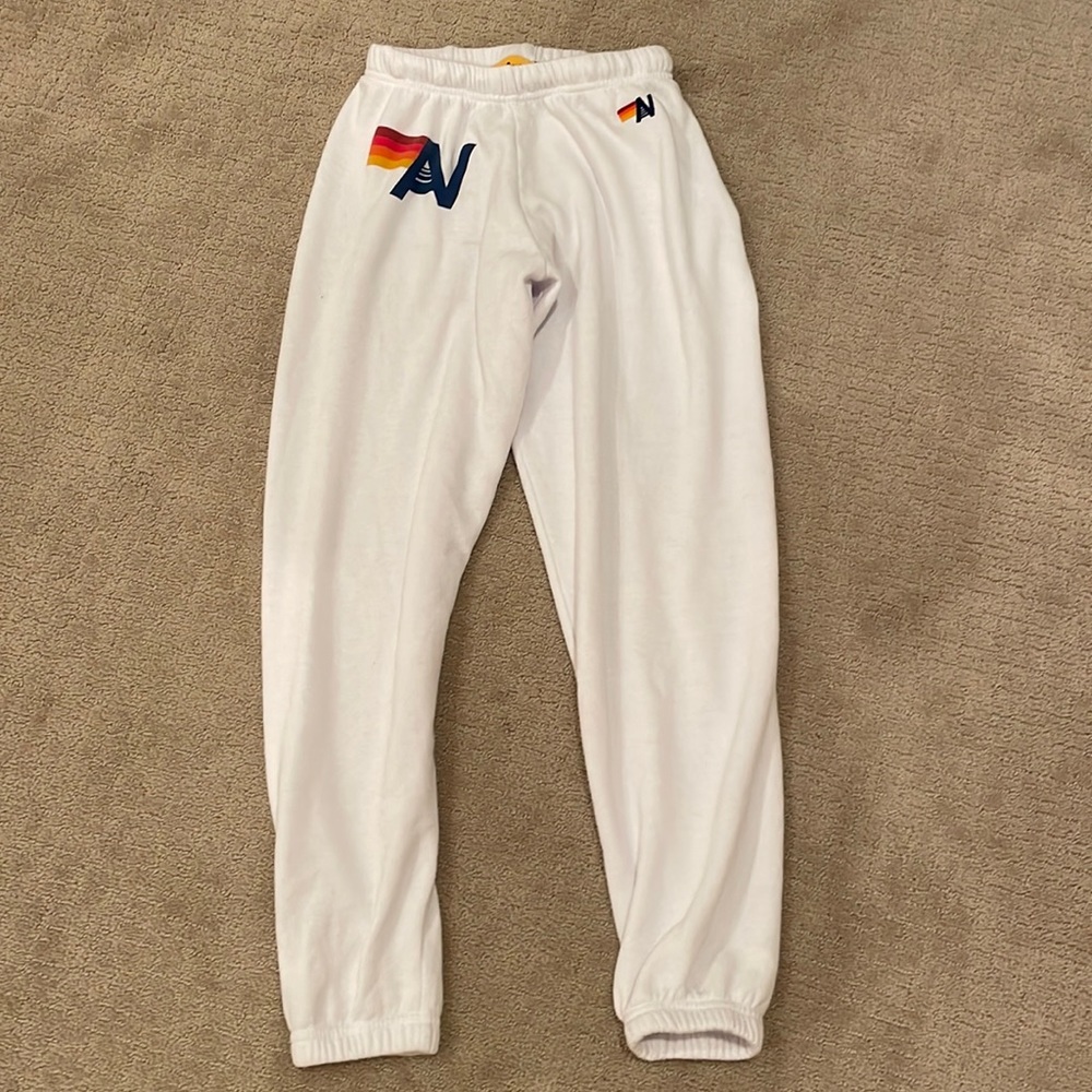 white aviator nation logo sweatpants